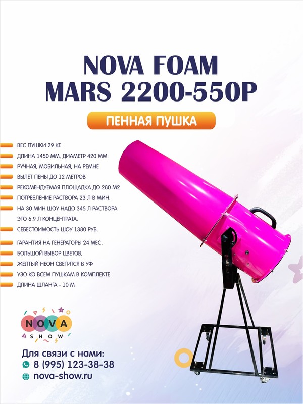 Пенная пушка Nova foam Mars 2200-550P. Вылет пены до 12м