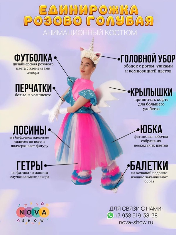Костюм "Единорожка" розово-голубая