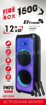 Колонка 12" (20-56) динамик 2шт/12" черная ElTRONIC с TWS