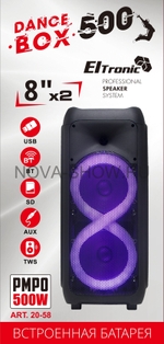 Колонка 08" (20-58 DANCE BOX 500) динамик 2шт/8" черная ElTRONIC с TWS