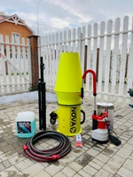 Пенная пушка Nova foam Earth 1100-550p. Вылет пены до 10 метров, с ВРАЩАЮЩИМСЯ ШТАТИВОМ НА ПОДШИПНИКАХ И КОЛЕСАХ