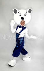 Анимационный полуростовой костюм "Мишка в голубом наряде"