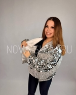 Бомбер с серебряными пайетками